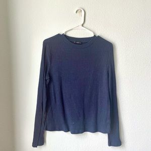 Ribbed Navy Long-Sleeve Shirt